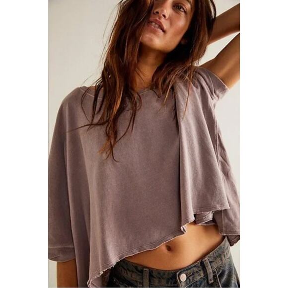 Free People  purple cc tee oversized batwing - Picture 1 of 4